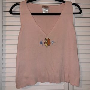 Vintage Disney Lady and the Tramp Sweater Tank Top with Stitched Design